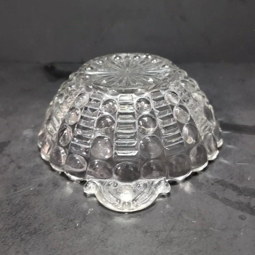 Anchor‎ Hocking Clear Bubble Glass Dish, Vintage Tab-Handle Centerpiece Bowl